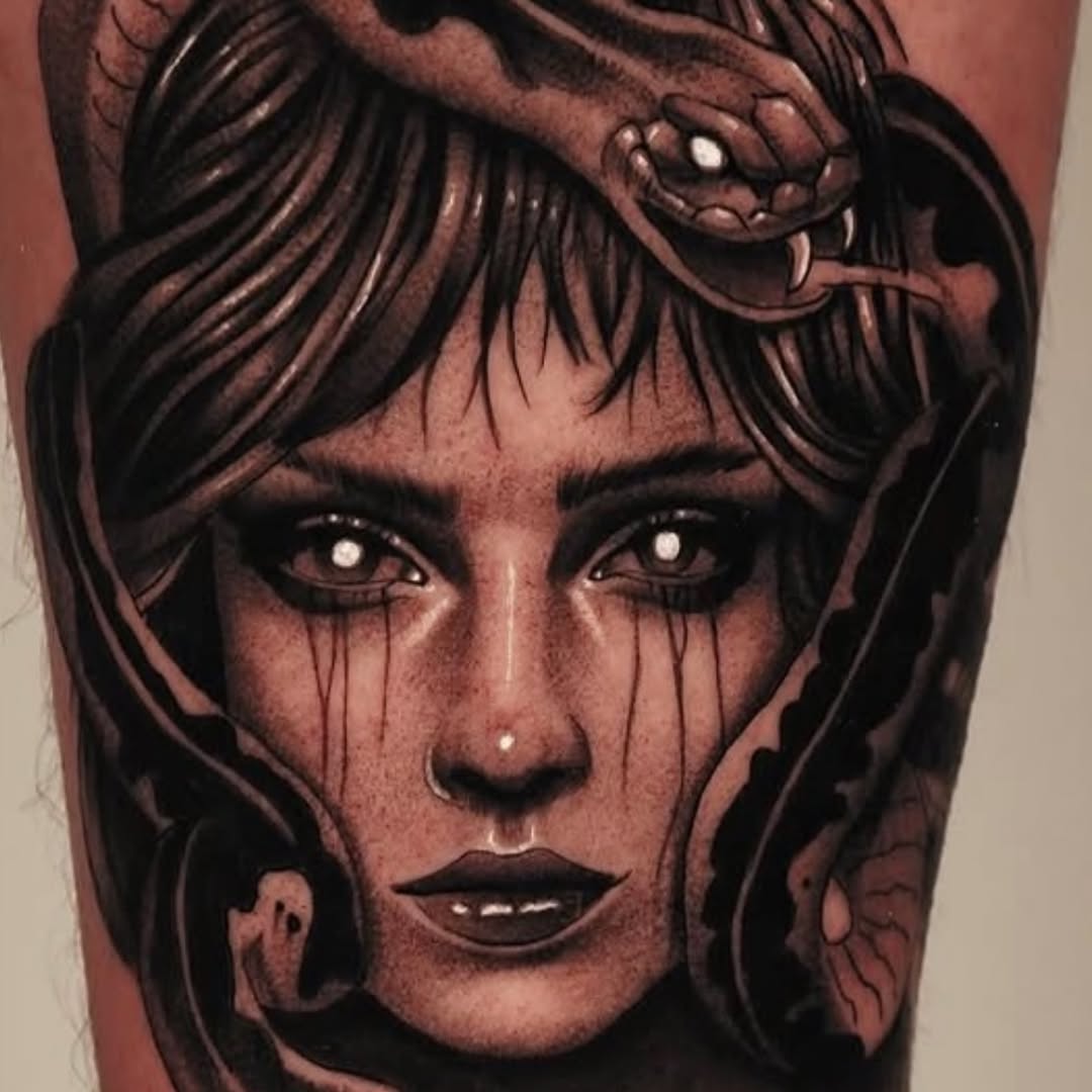 Tattoo by @alonso_tattoos โ dark_realism, black_and_grey