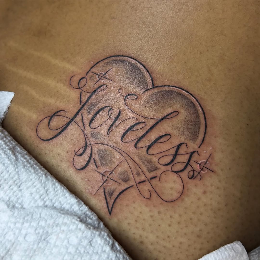 Tattoo by @tats.by.yana โ lettering_script, black_and_grey
