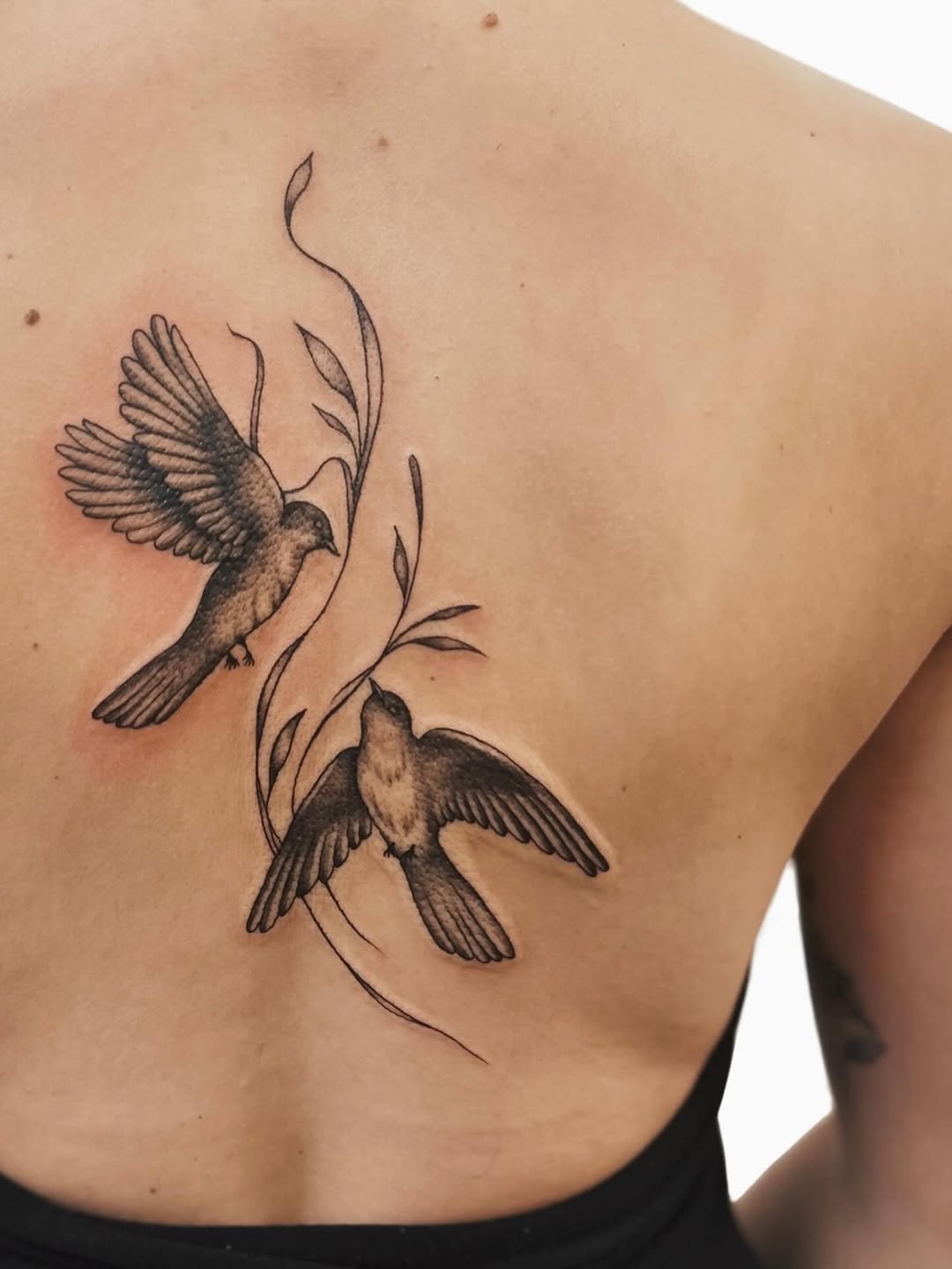 Tattoo by @shroomgrrrl — fine_line, black_and_grey