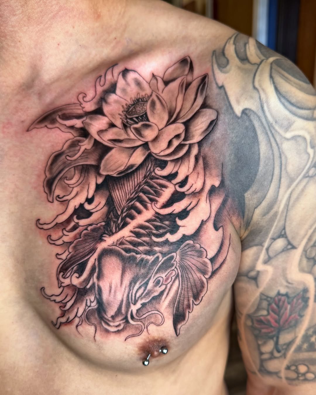 Tattoo by @tattooed_by_k8 โ japanese_irezumi, black_and_grey