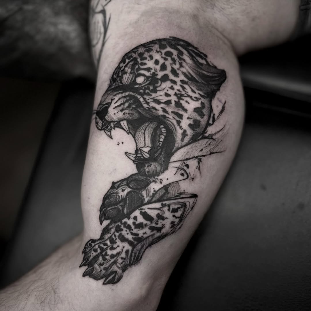 Tattoo by @taylornicoletattoos — blackwork, illustrative