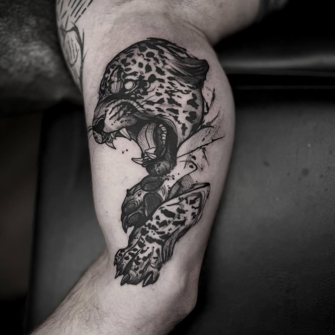 Tattoo by @taylornicoletattoos — blackwork, illustrative