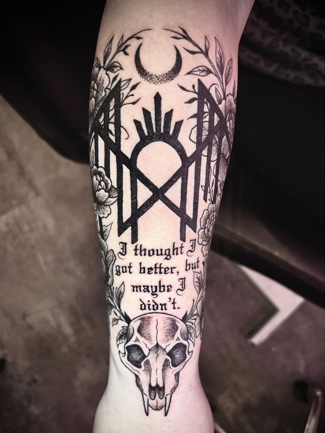 Tattoo by @neekostentaculz โ black_and_grey, lettering_script