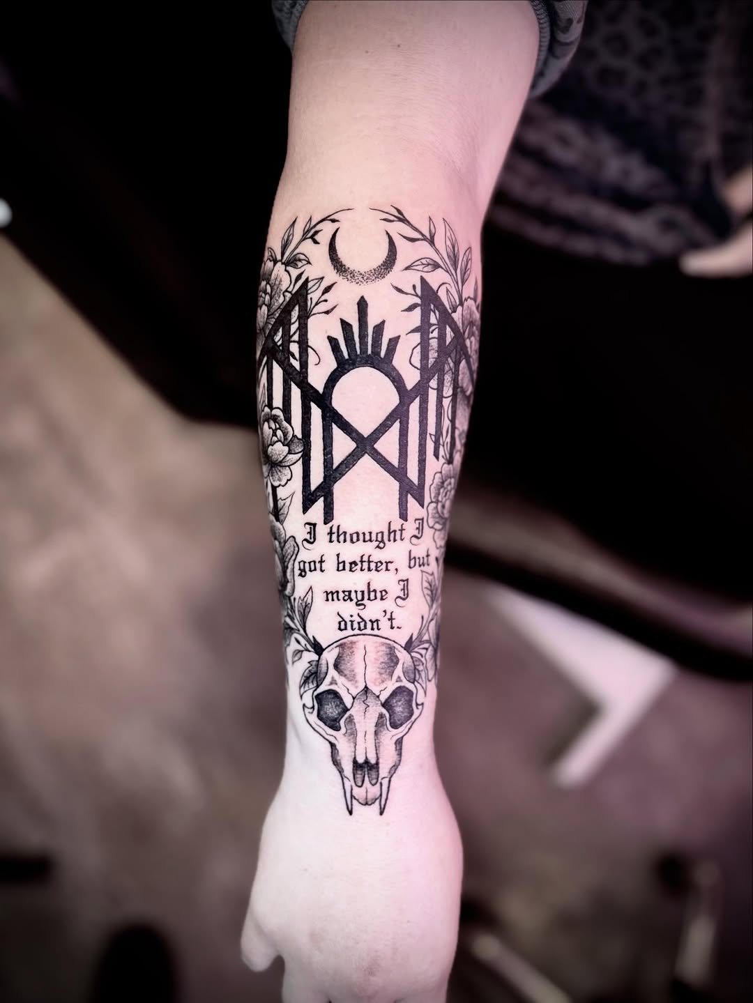 Tattoo by @neekostentaculz โ black_and_grey, lettering_script