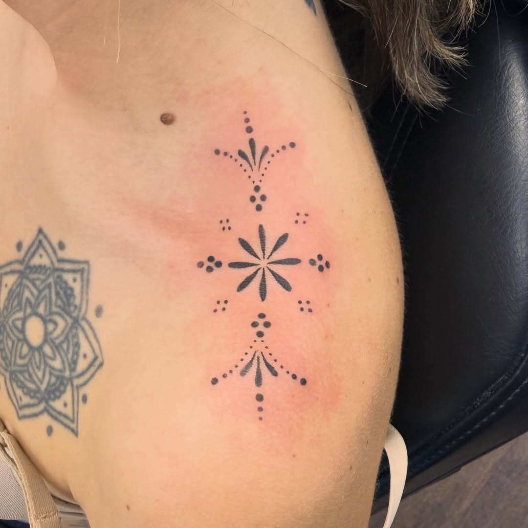 Tattoo by @aaronhassler_tattoos — dotwork, minimalist