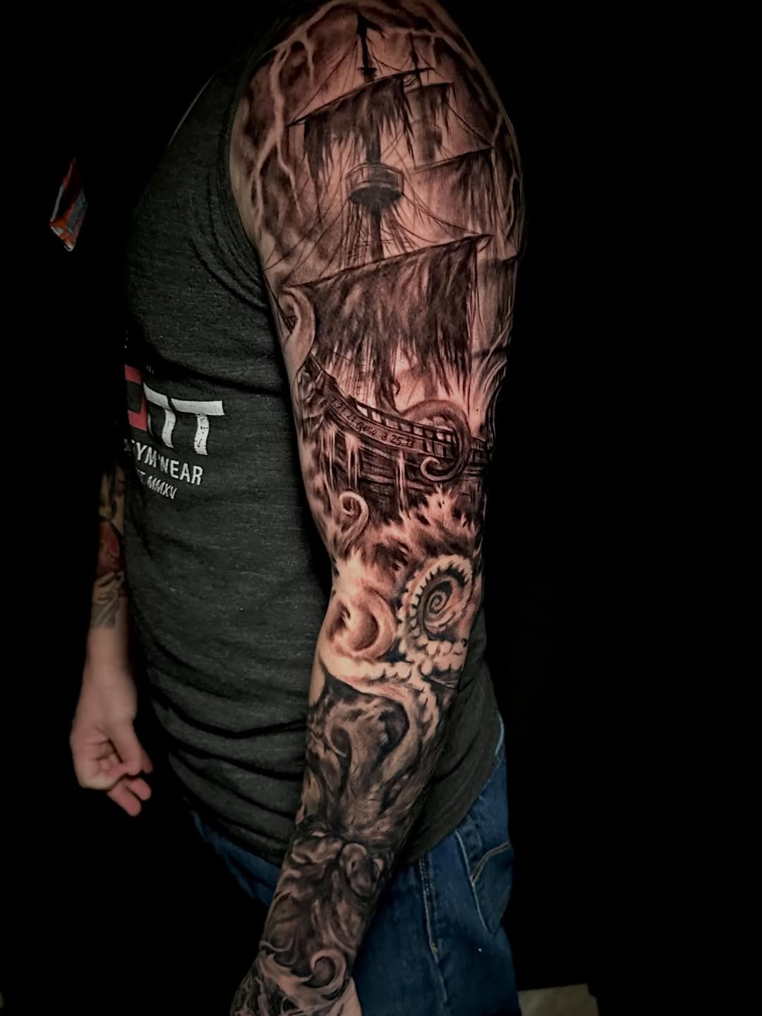 Tattoo by @comfychrisf — black_and_grey, realism