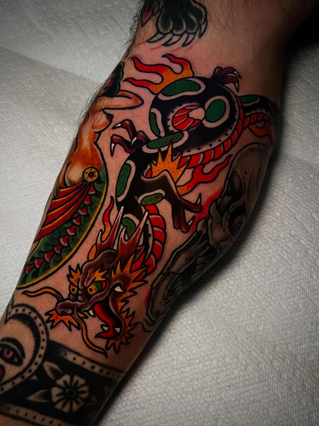 Tattoo by @chrisromolini โ american_traditional, japanese_irezumi