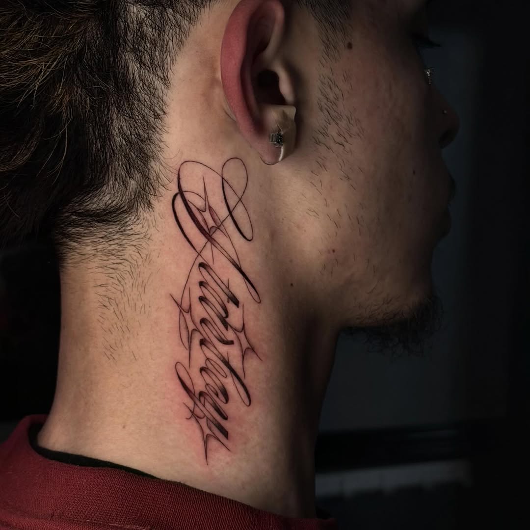 Tattoo by @cvssandra.art — lettering_script