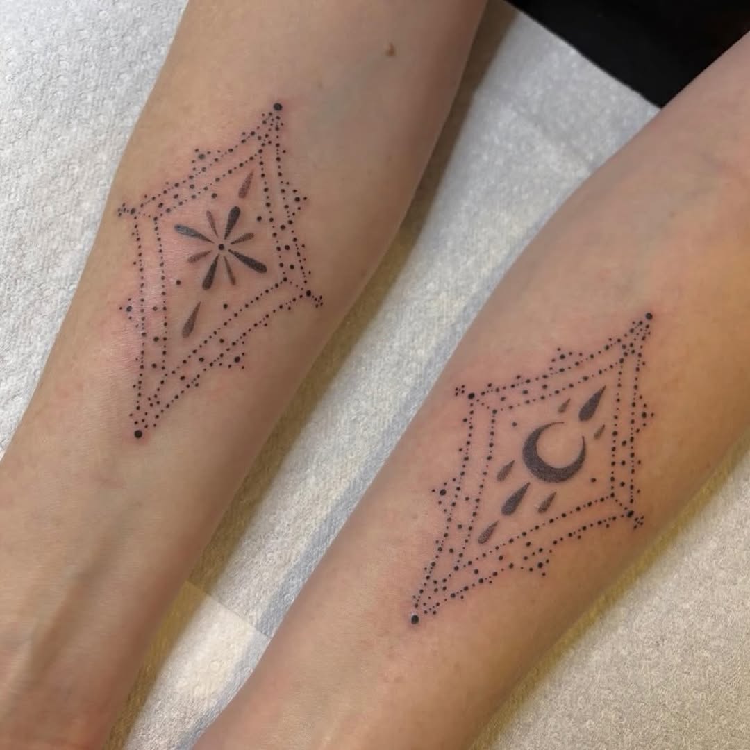 Tattoo by @alliemoontattoo — dotwork, ornamental