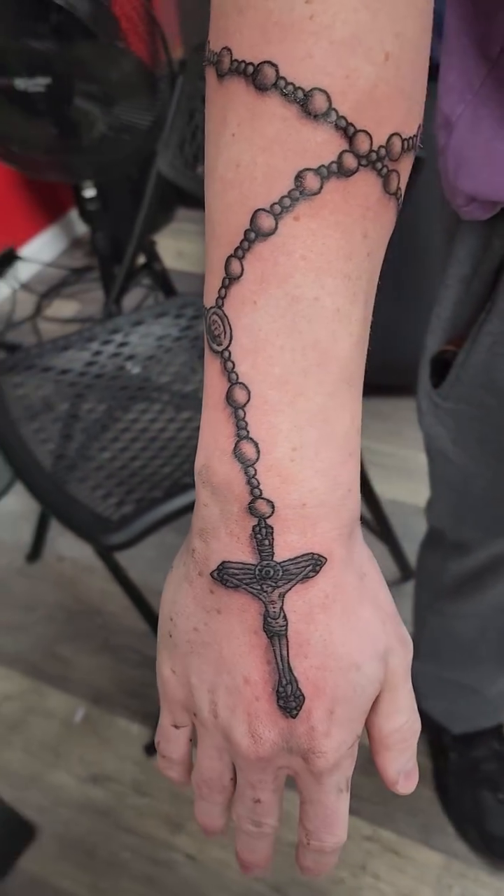 Tattoo by @chosen1.404 — black_and_grey, illustrative