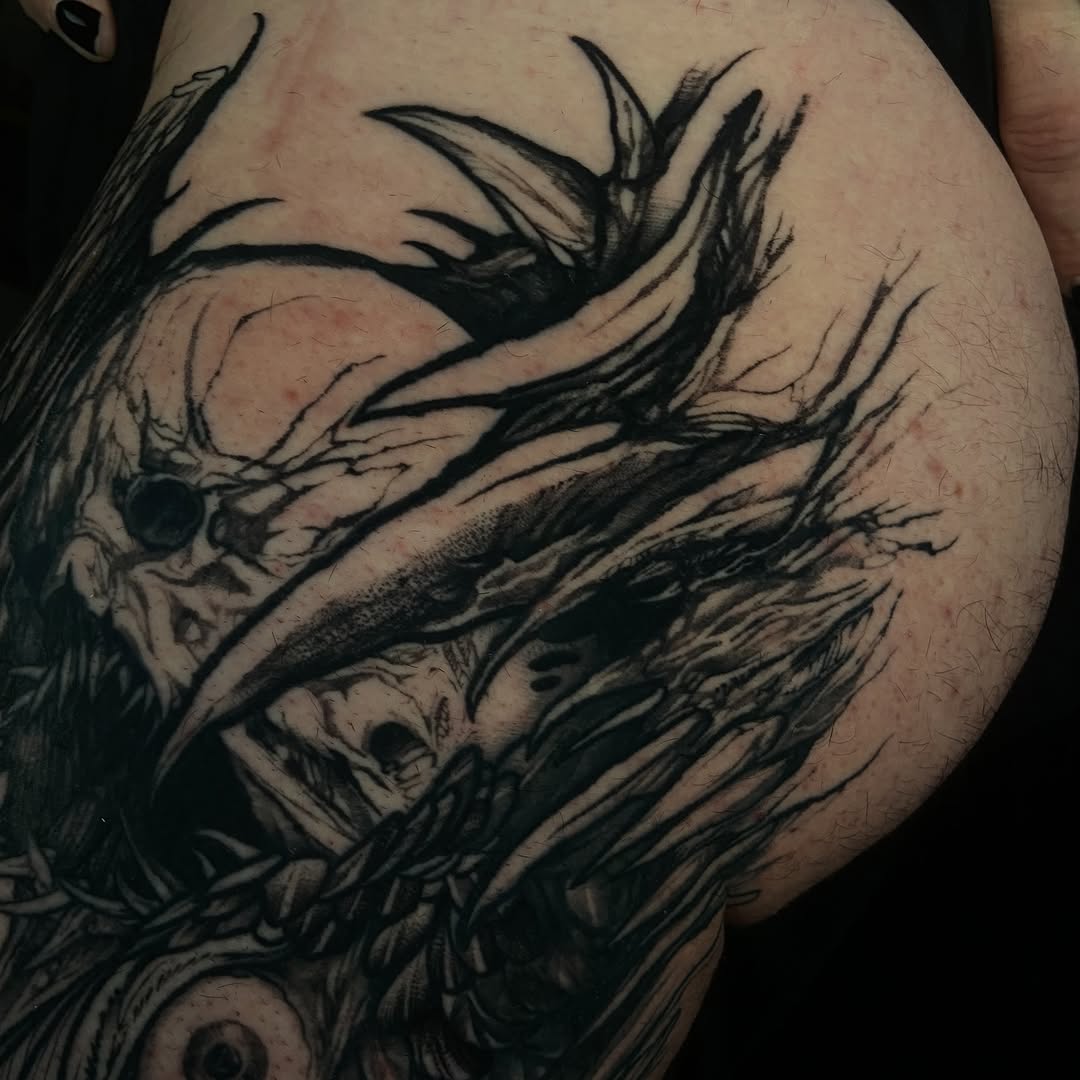 Tattoo by @baptism_black — dark_realism, blackwork