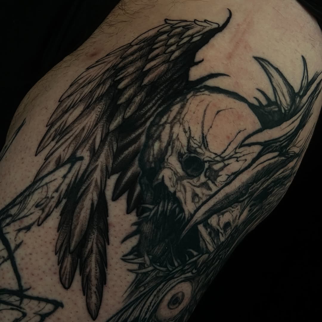 Tattoo by @baptism_black — dark_realism, blackwork