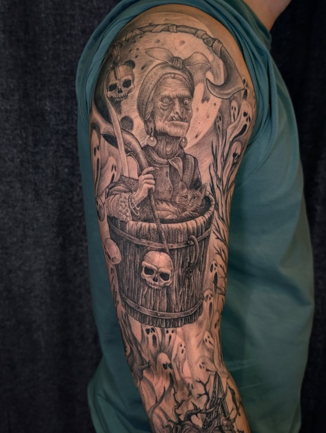 Tattoo by @arik.tattoo โ dark_realism, black_and_grey