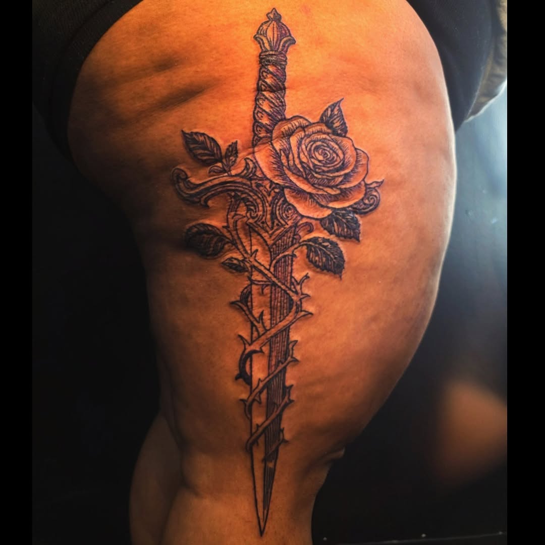 Tattoo by @lucidvisiontattoos — black_and_grey