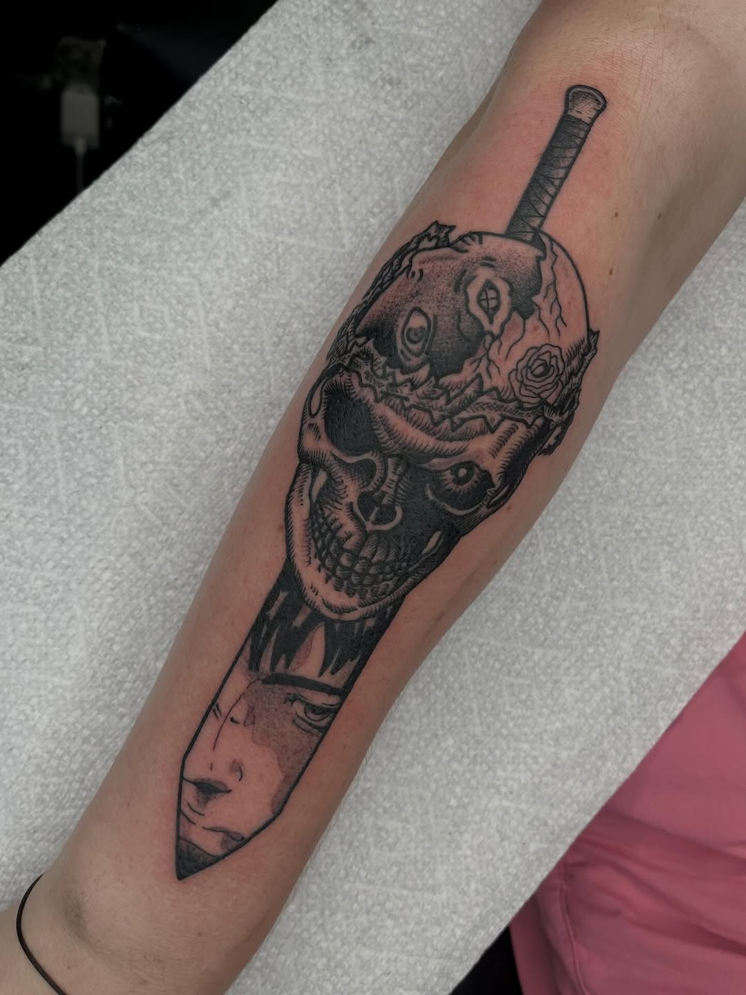 Tattoo by @tattooskii — black_and_grey, dark_realism