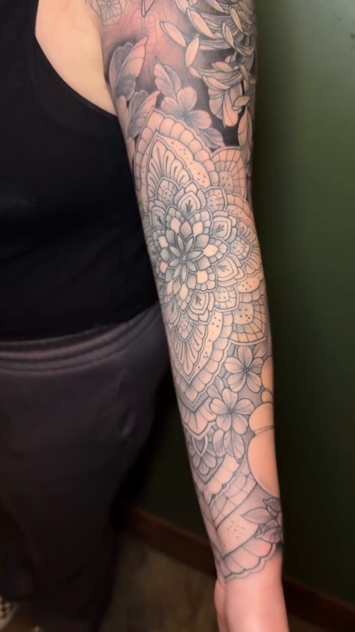Tattoo by @lorennicoletattoos — black_and_grey, ornamental