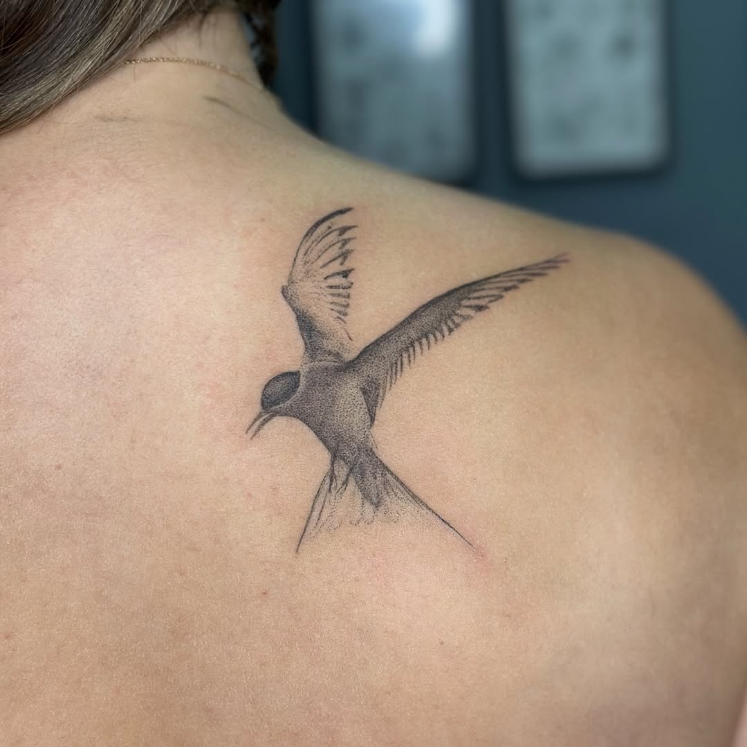 Tattoo by @khk.ttt — dotwork, black_and_grey