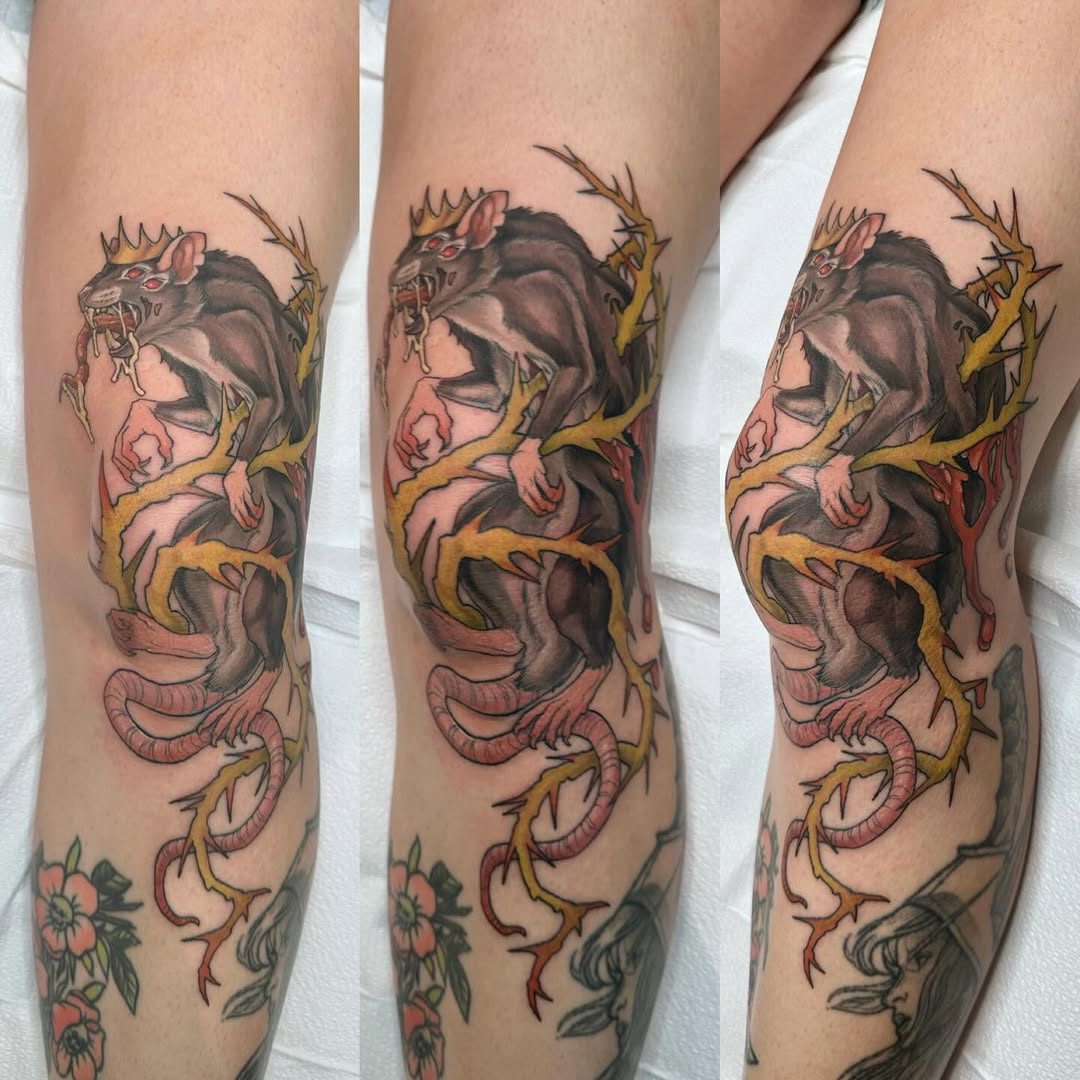 Tattoo by @creature_tattooer — illustrative, dark_realism