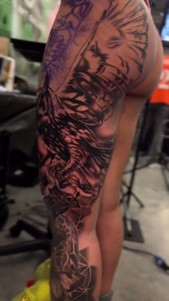 Tattoo by @cofaxtattoos — realism, black_and_grey