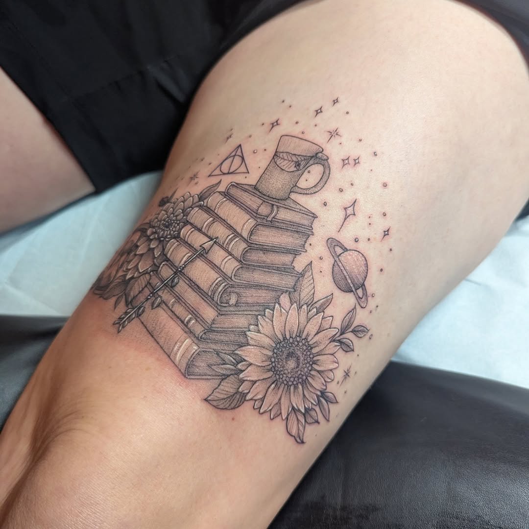 Tattoo by @heathstudiosandtattoo โ illustrative, black_and_grey