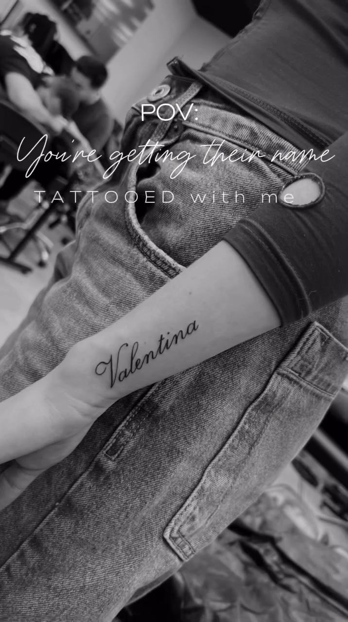 Tattoo by @lina_valentina — lettering_script, fine_line
