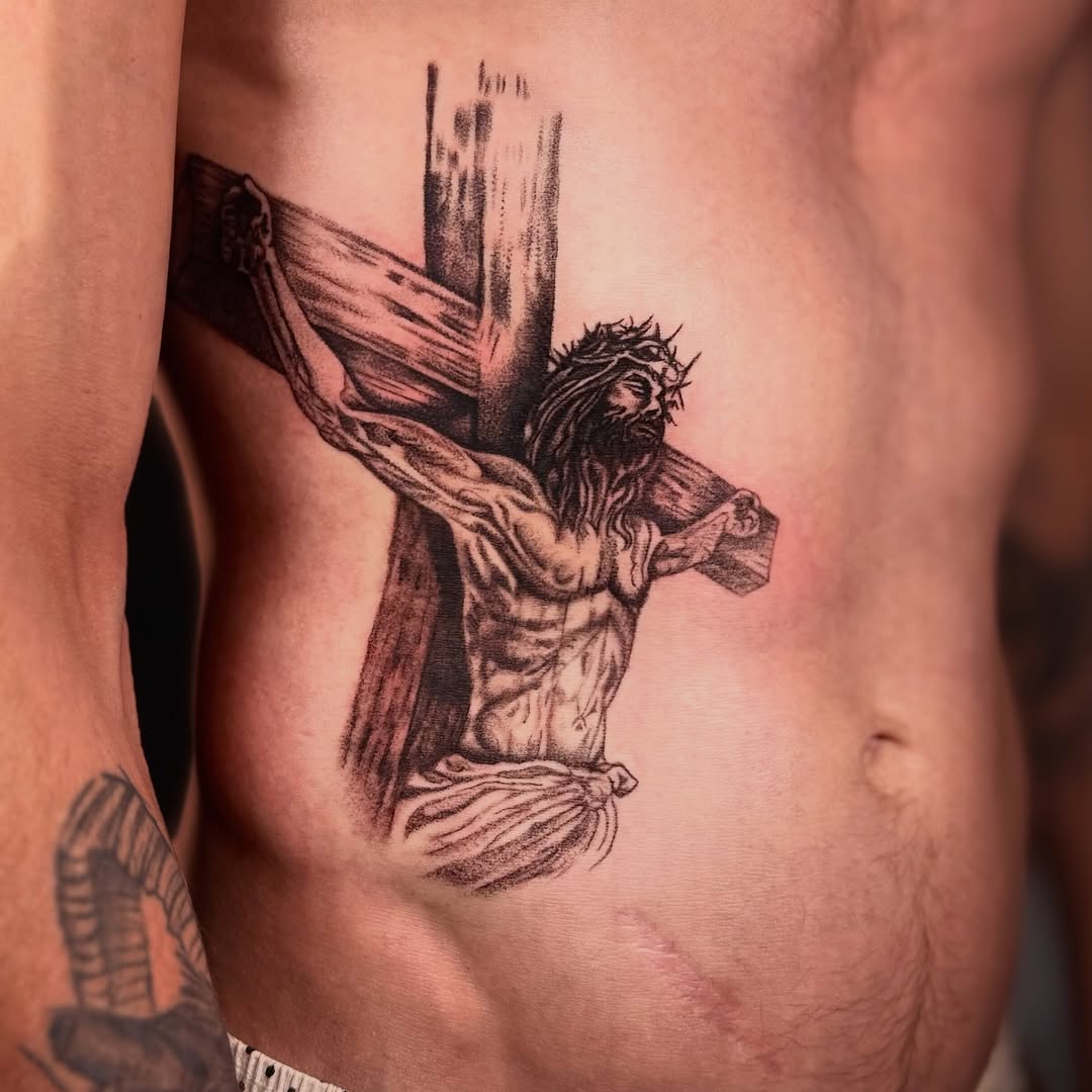 Tattoo by @monk_tattooart — realism, black_and_grey
