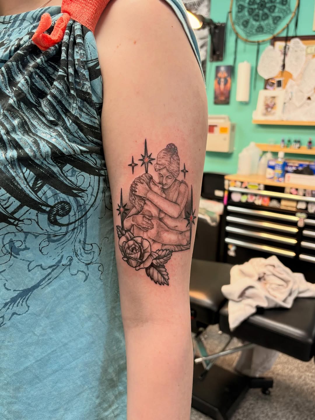 Tattoo by @jaydastarrtattoos — illustrative, black_and_grey