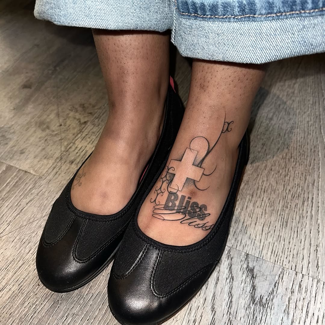 Tattoo by @sofia.tats โ lettering_script, illustrative