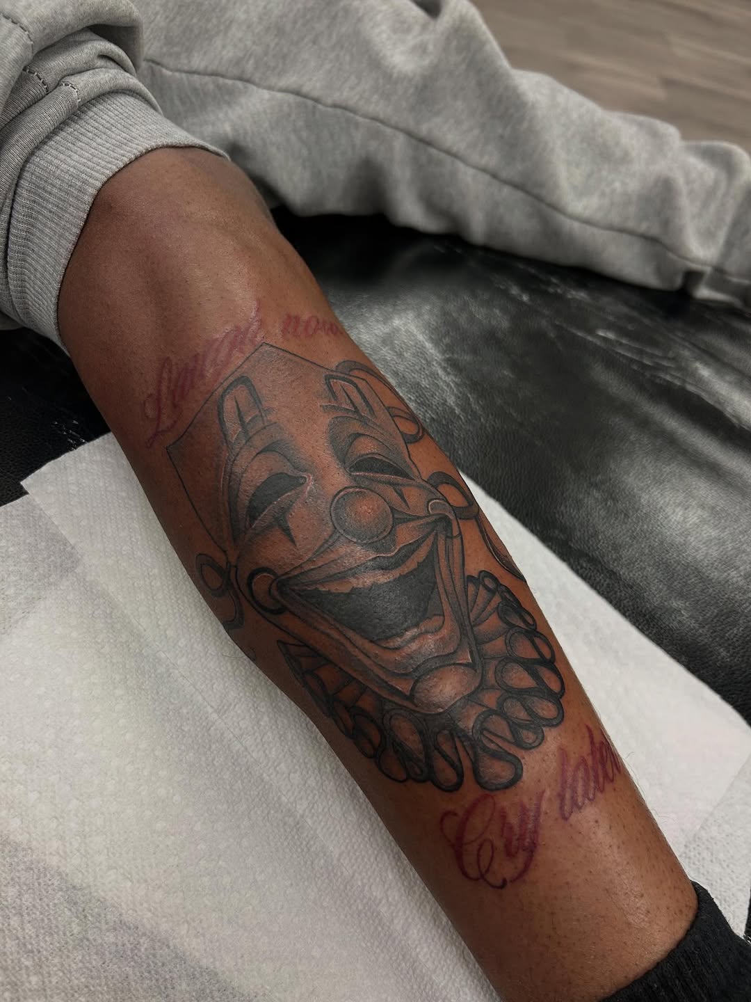 Tattoo by @livy_babytats — black_and_grey, lettering_script