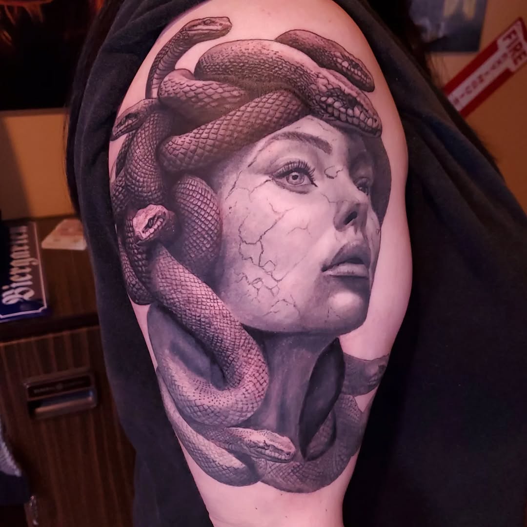 Tattoo by @mandrewtattoo — realism, black_and_grey