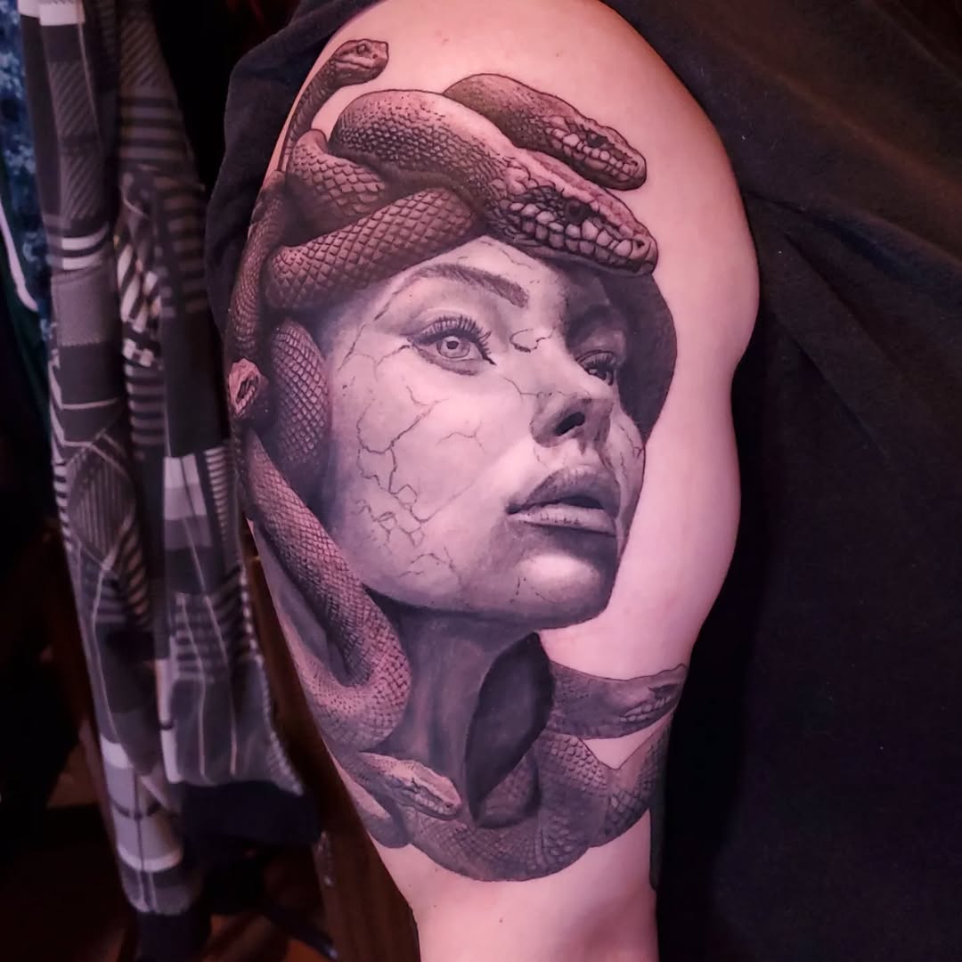 Tattoo by @mandrewtattoo — realism, black_and_grey