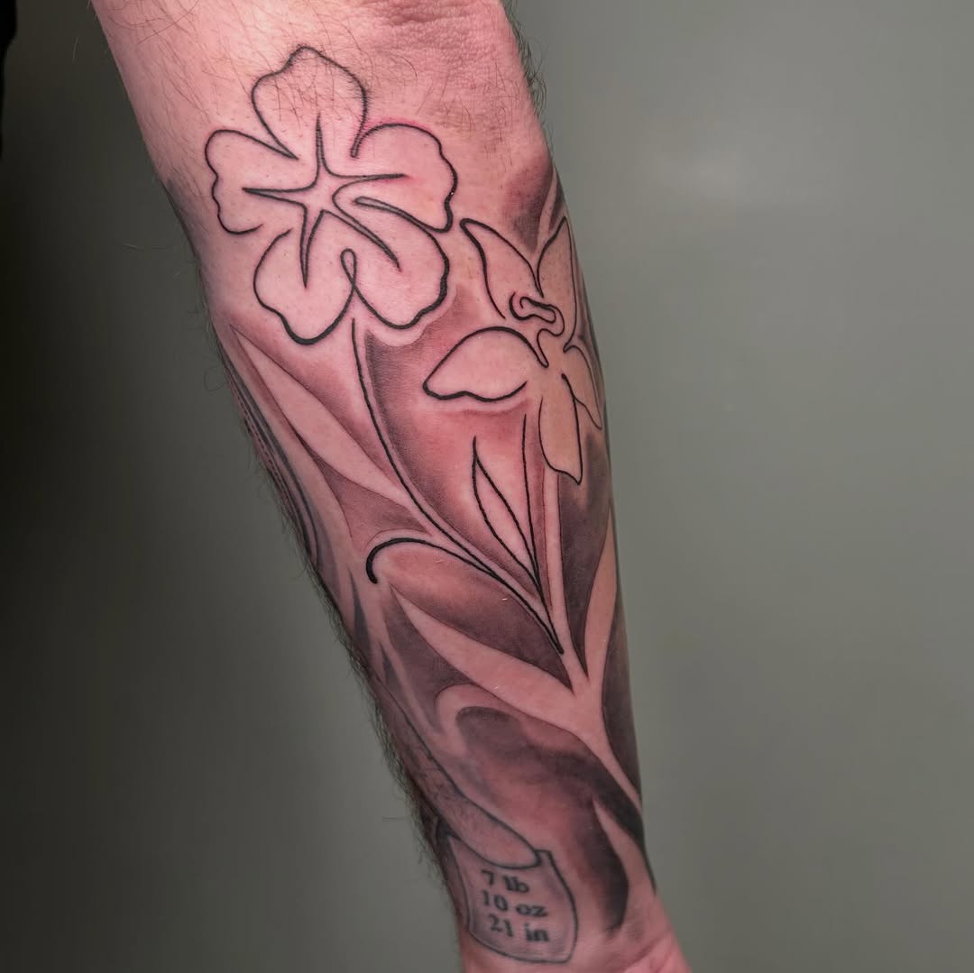 Tattoo by @hunterdoestattoos — fine_line, black_and_grey