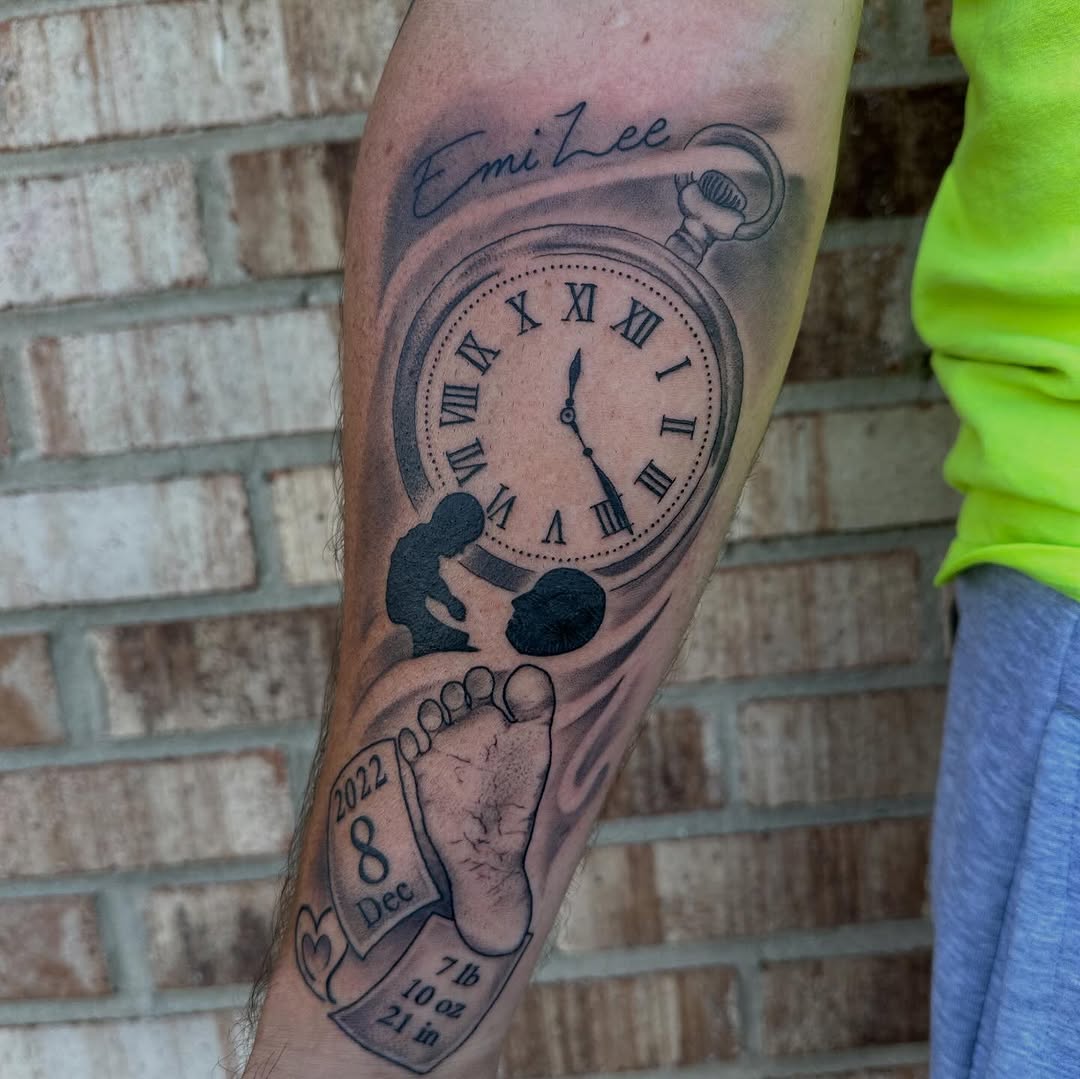 Tattoo by @hunterdoestattoos — black_and_grey, lettering_script