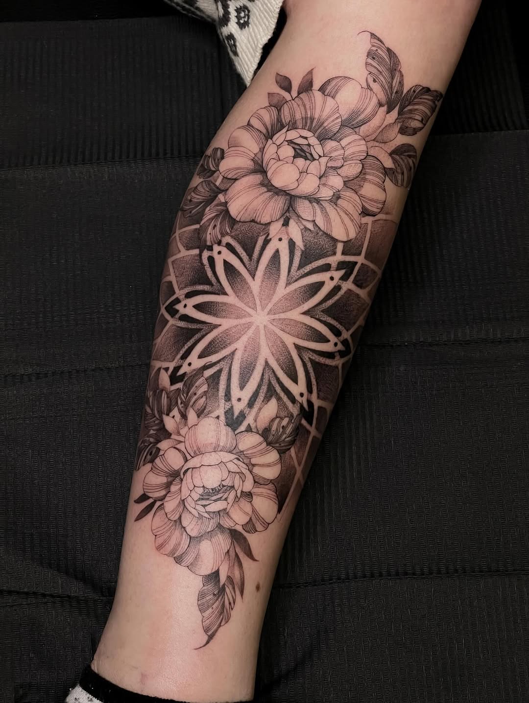 Tattoo by @thinkinkjr — black_and_grey, ornamental