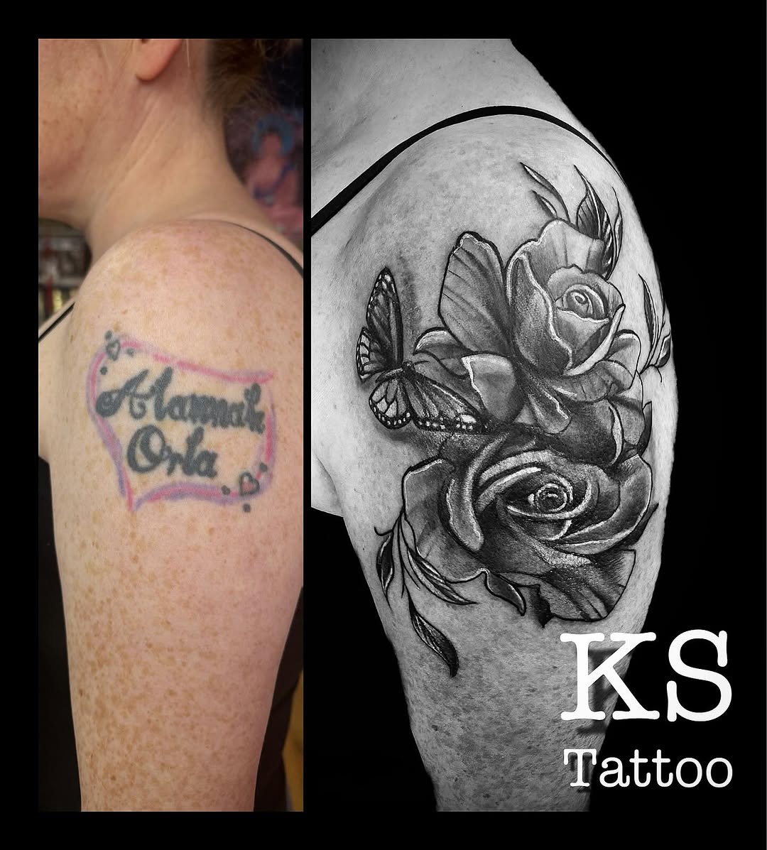 Tattoo by @tattookaren — black_and_grey, realism