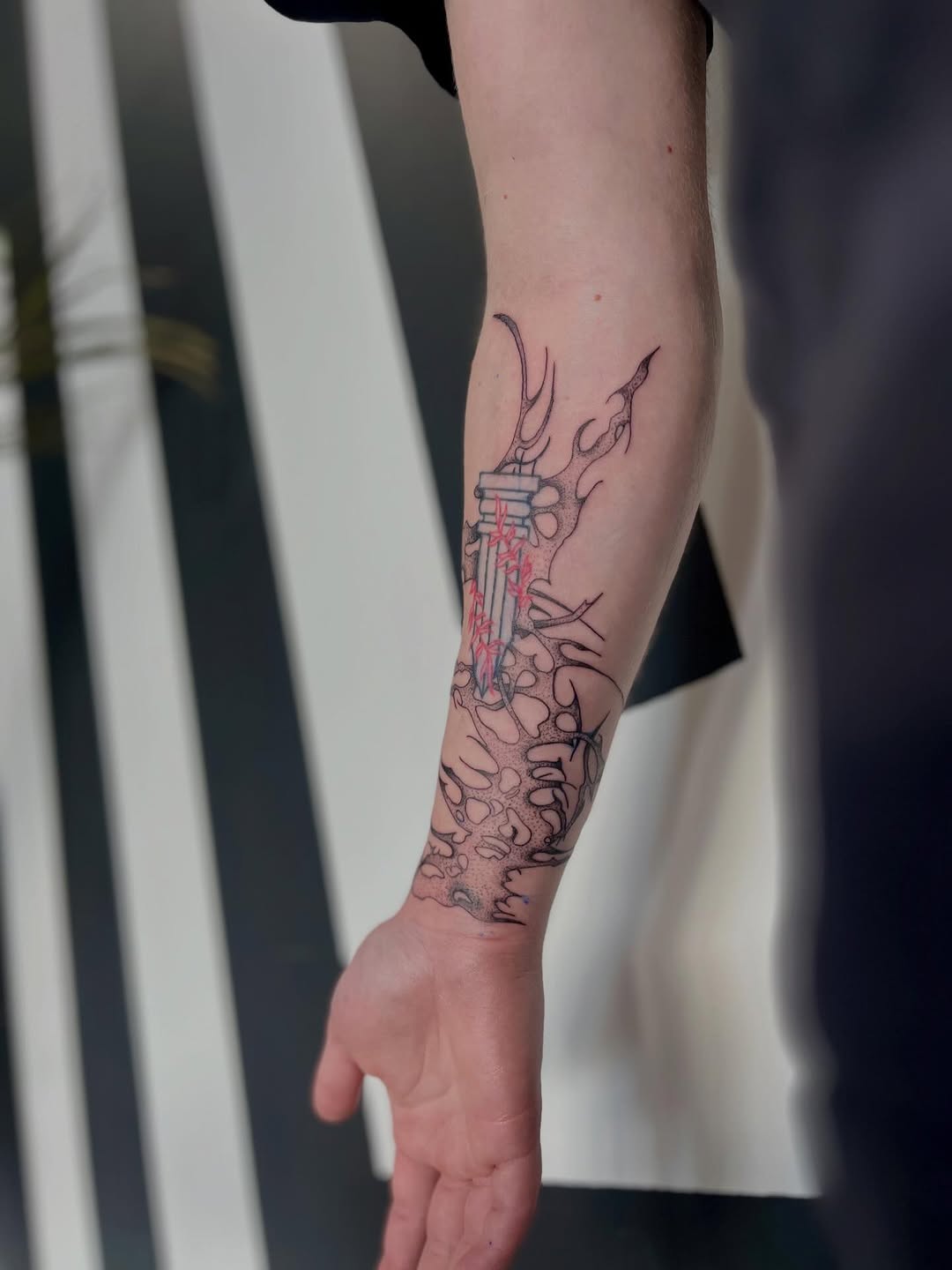 Tattoo by @laceyink_ — blackwork, trash_polka