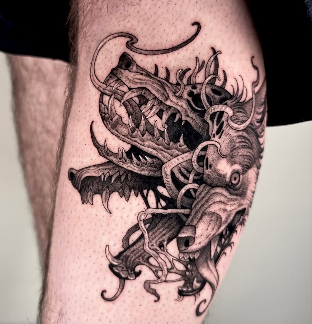 Tattoo by @crvbcore — dark_realism, black_and_grey