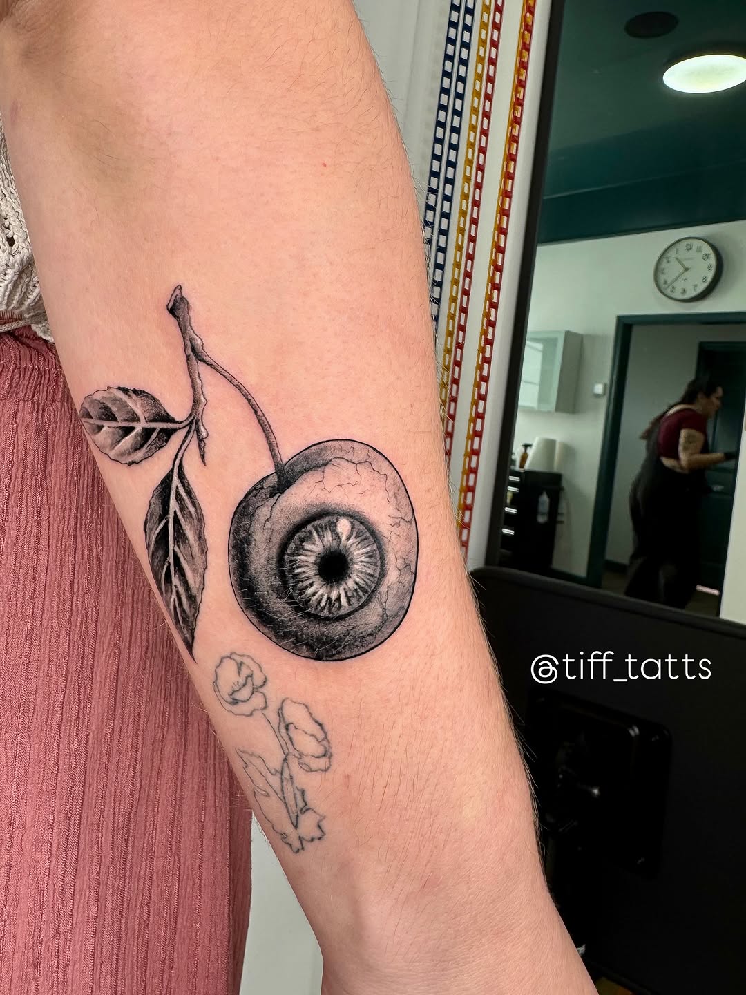 Tattoo by @tiff_tatts — black_and_grey, illustrative