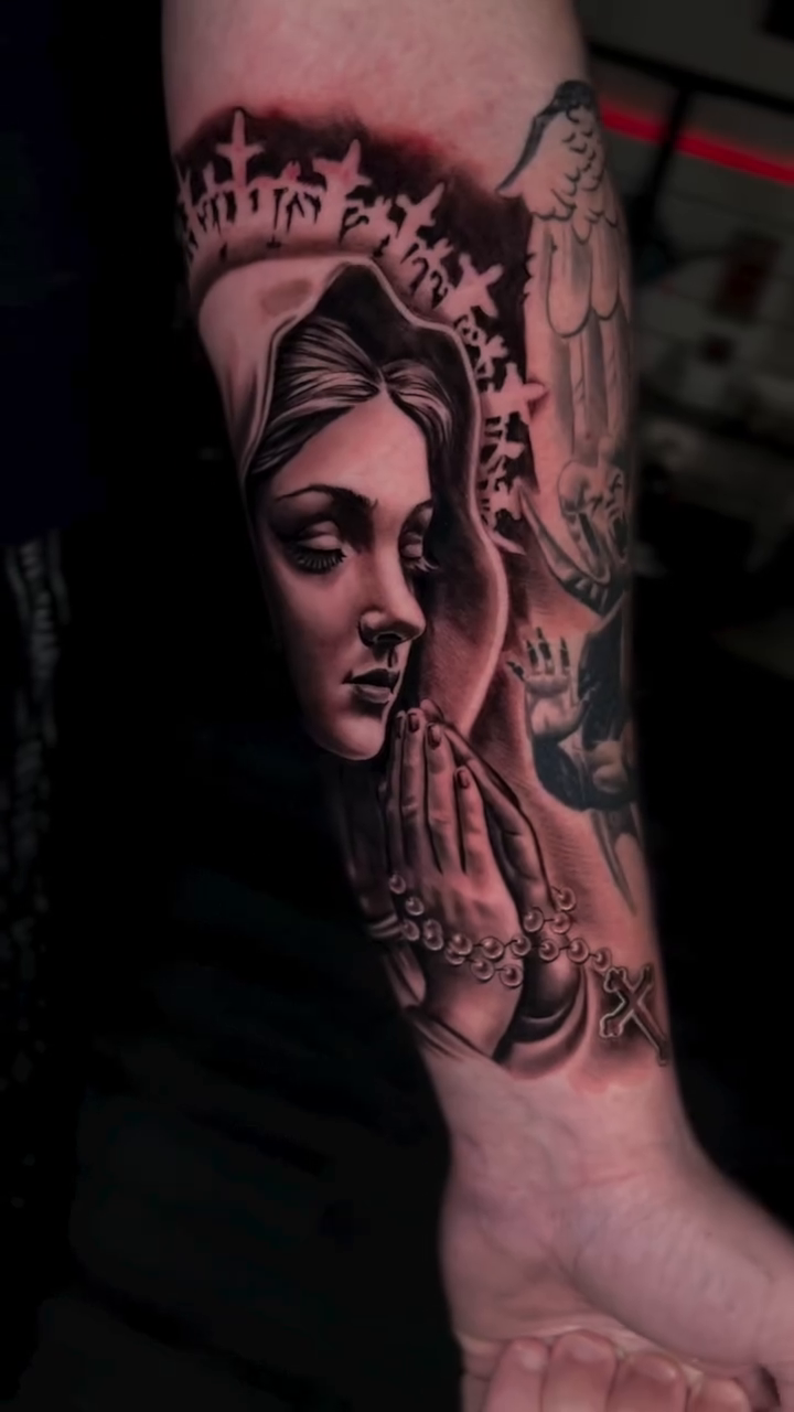 Tattoo by @tattoo_angel — black_and_grey, realism