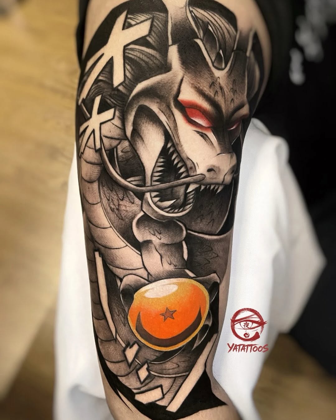 Tattoo by @yatattoos — anime, black_and_grey