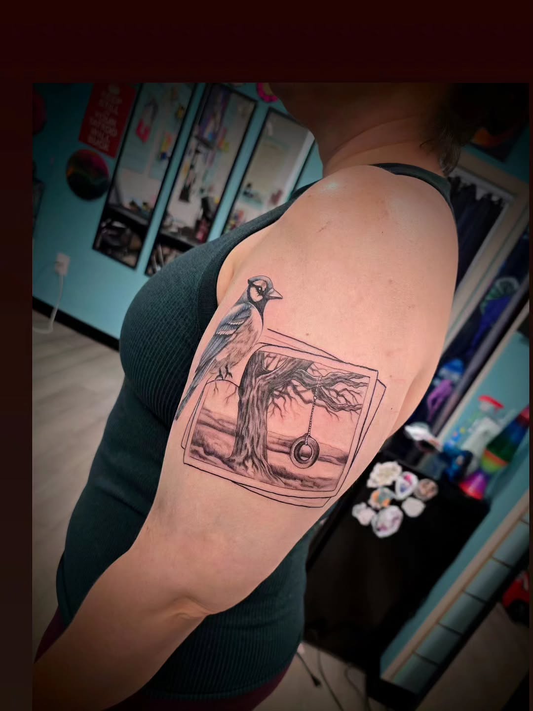 Tattoo by @frozenink_tattoo โ realism, black_and_grey