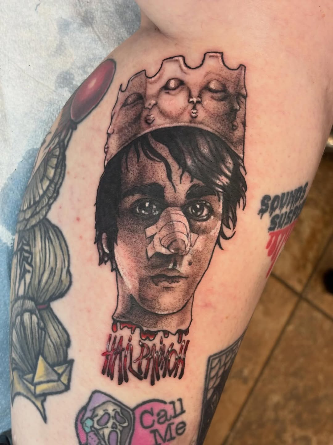 Tattoo by @arkoudatattoo β black_and_grey, lettering_script