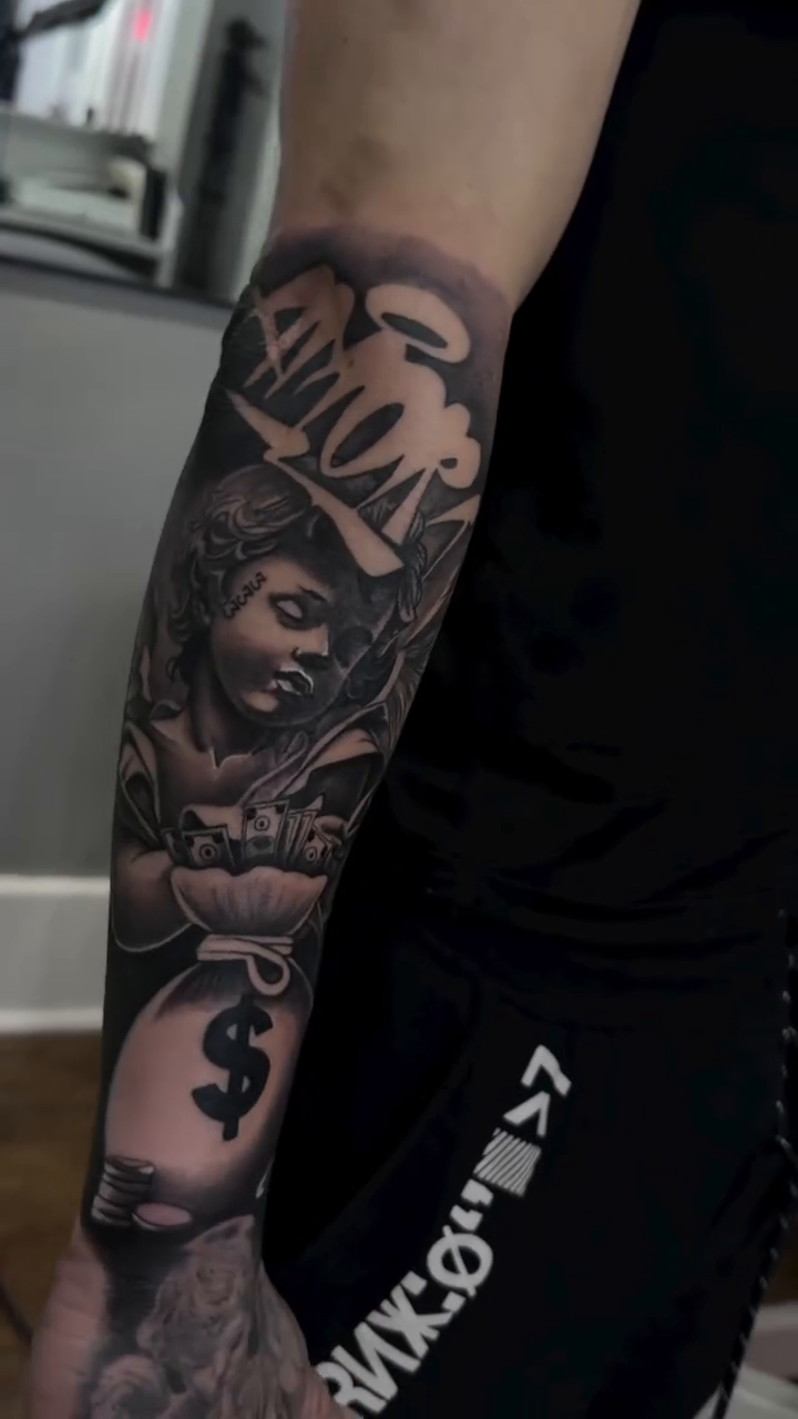 Tattoo by @calebcoleyy — black_and_grey, realism