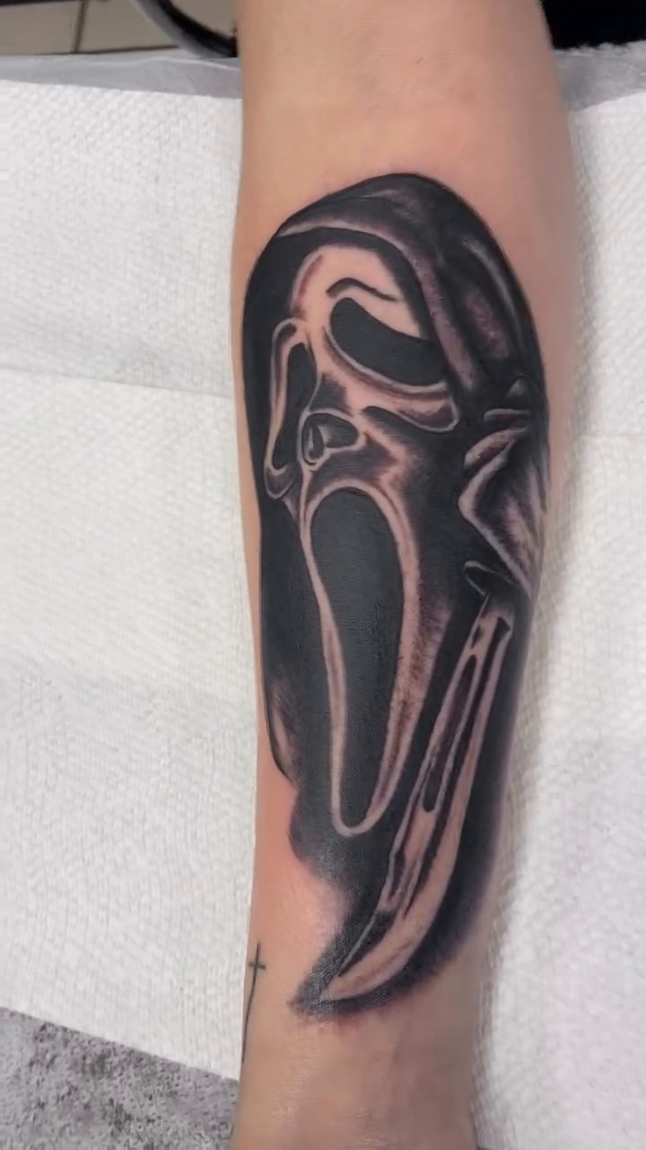 Tattoo by @crabbystabztattoos — black_and_grey, realism