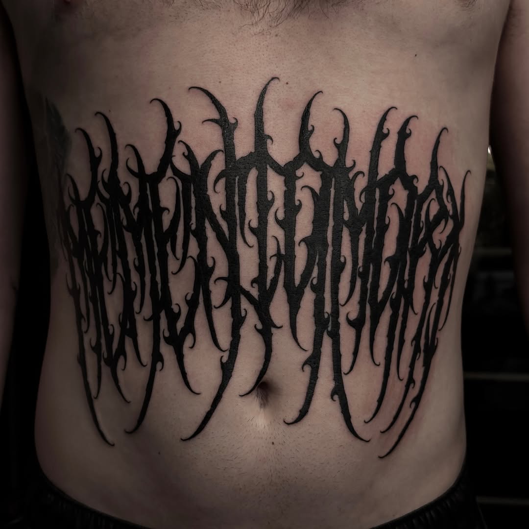Tattoo by @_gvthicink — blackwork, lettering_script