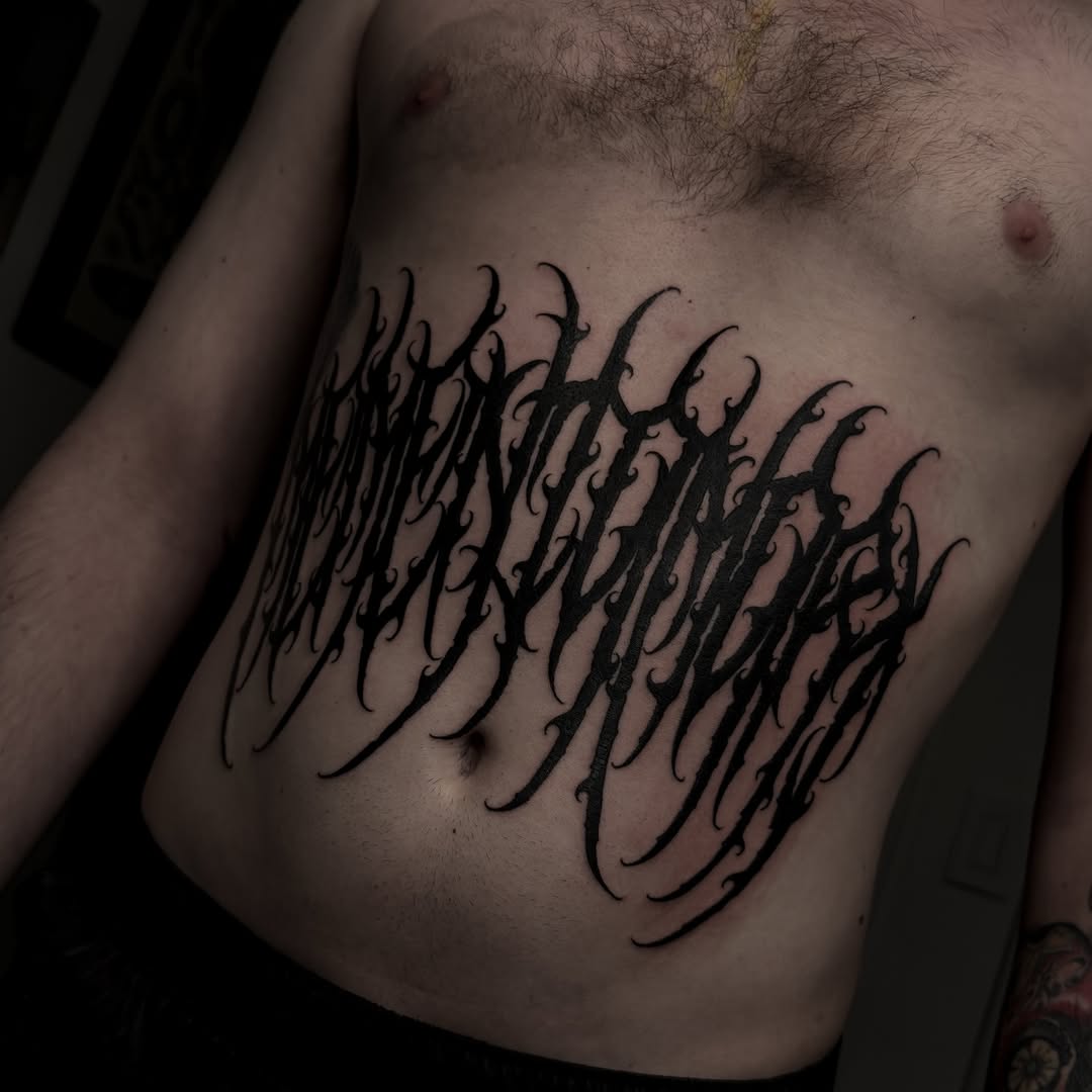 Tattoo by @_gvthicink — blackwork, lettering_script