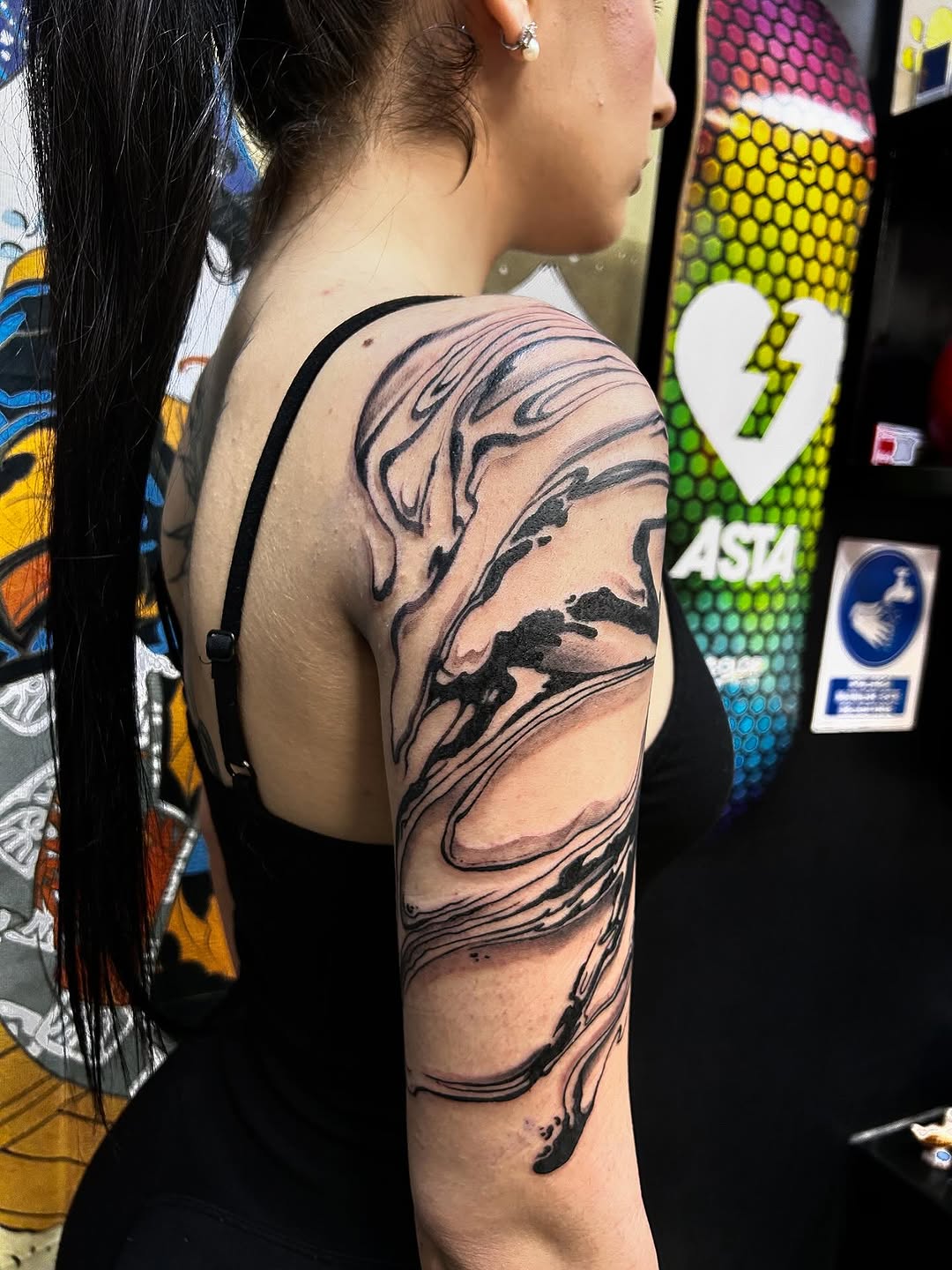 Tattoo by @coma_stein — illustrative, blackwork