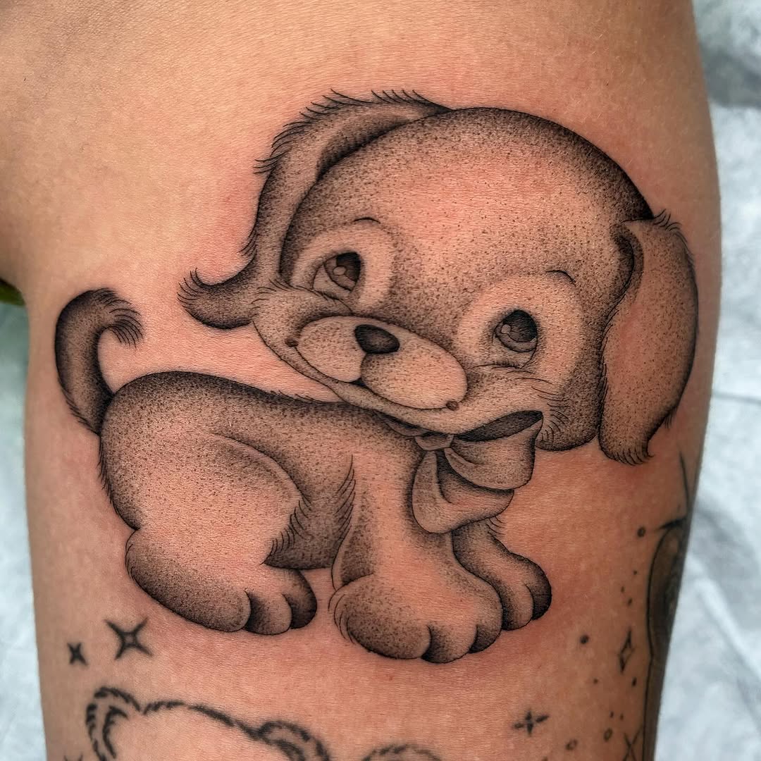 Tattoo by @tiyannagarlic — black_and_grey, dotwork