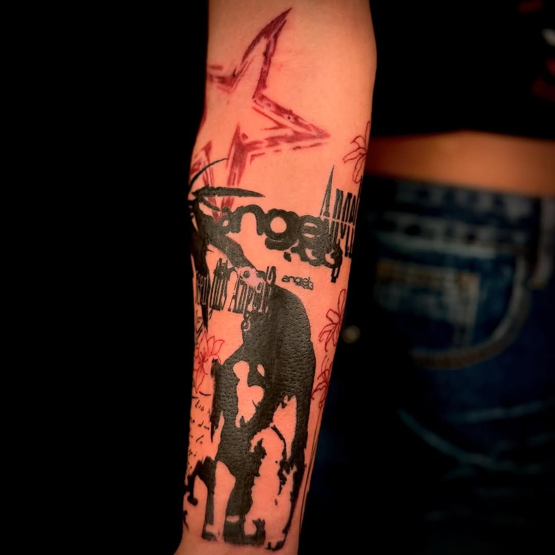 Tattoo by @vampirink.squid โ trash_polka, lettering_script