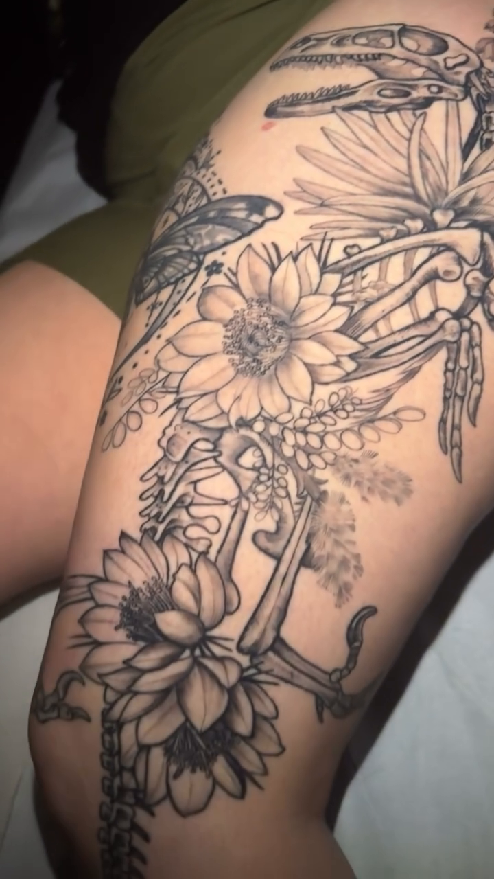Tattoo by @wildcrafttattoo — black_and_grey